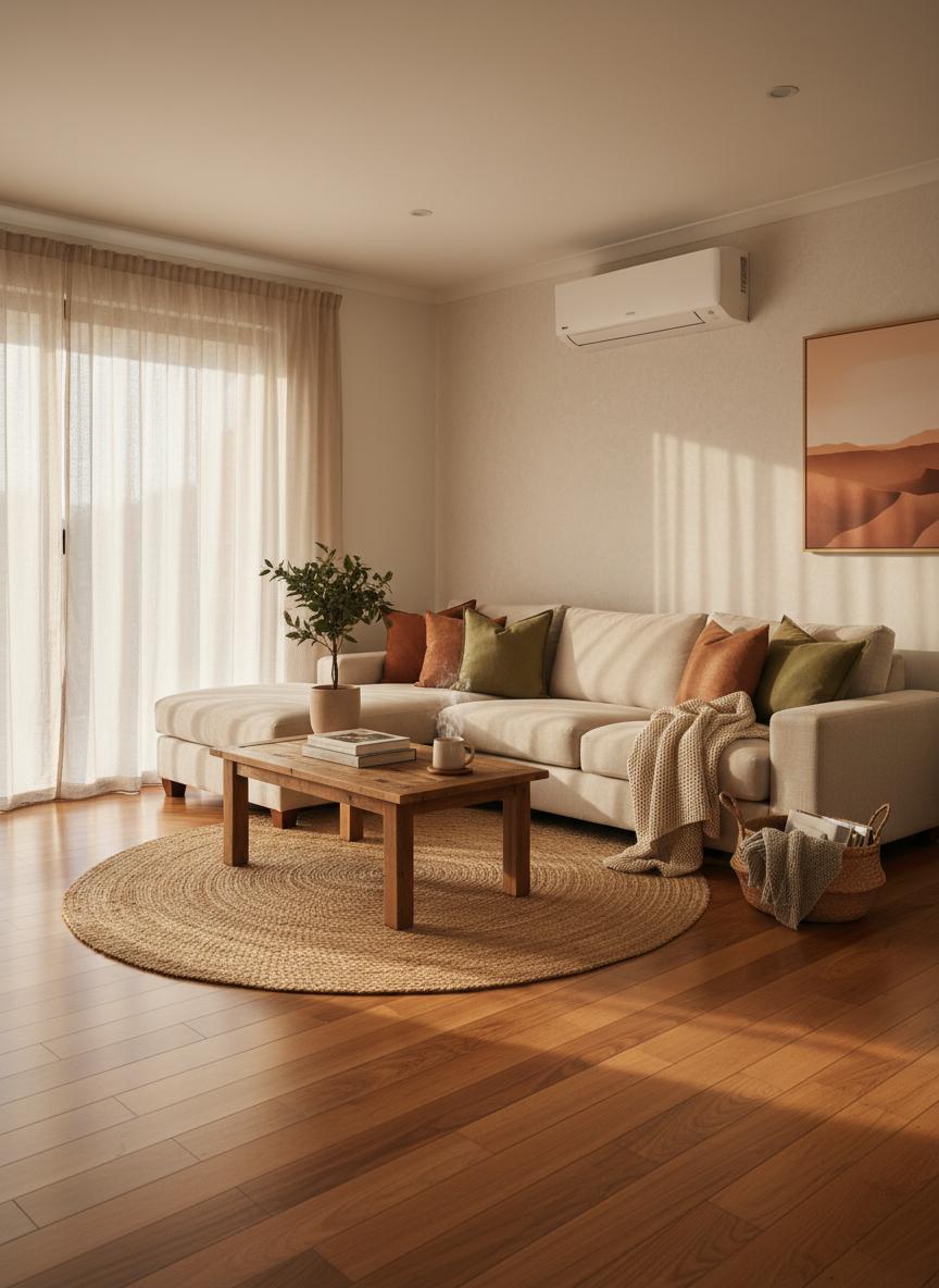 Clean indoor heating and air conditioning finish in a Melbourne property